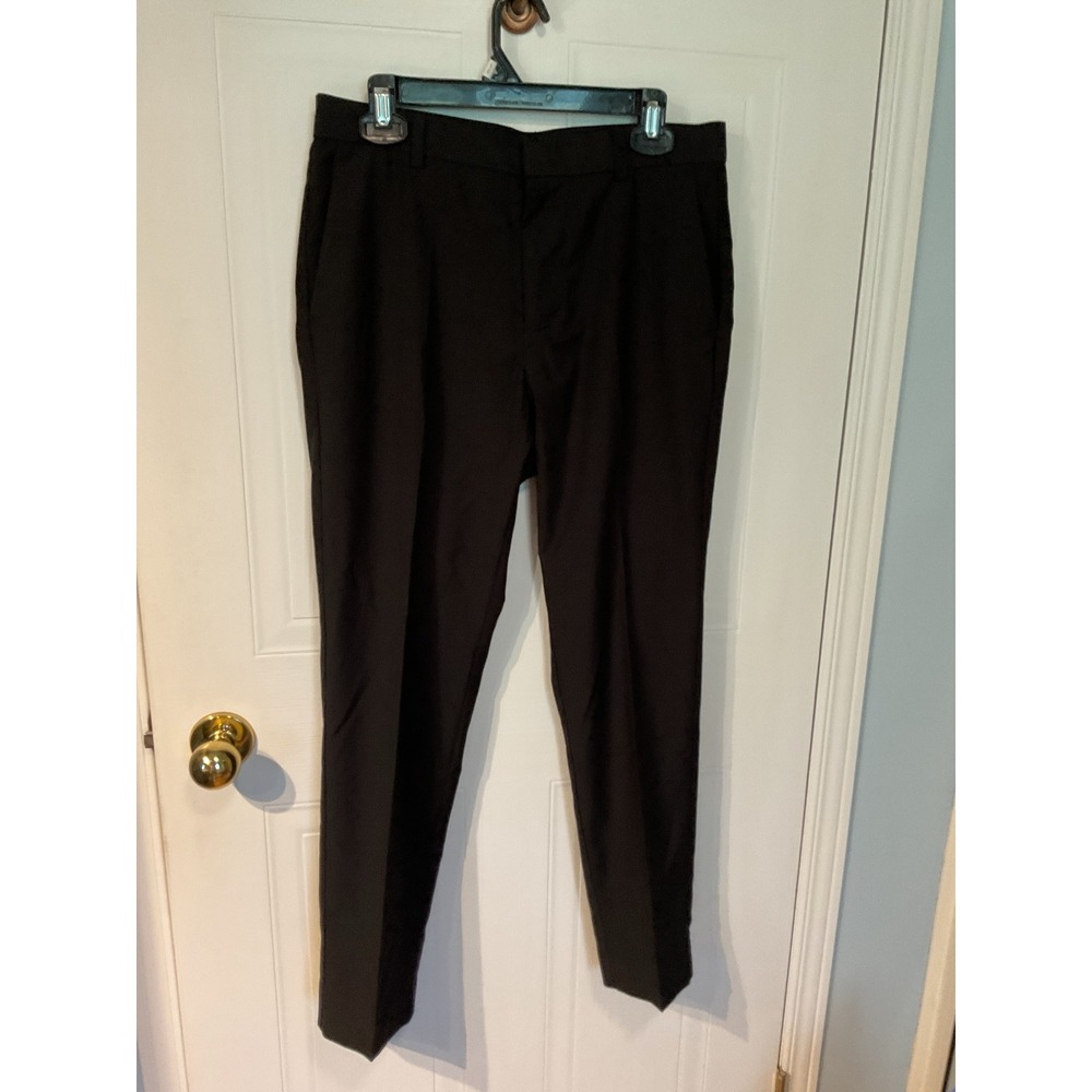 H&M Dress Pants Mens 32R Black Excellent Skinny Fit Flat Front Trousers